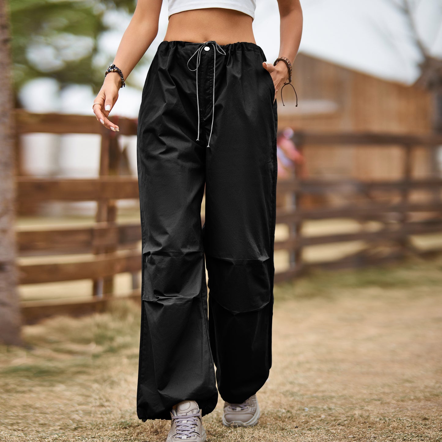 Cargo transport pants for women with elastic waistband and practical pockets Chic and Style
