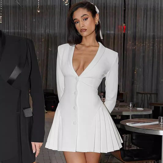 Robe blazer élégante pour femmes avec décolleté en V profond Chic und Stil