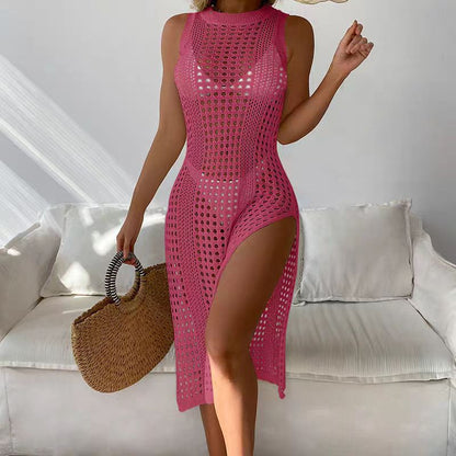 Robe maxi tricotée ouverte élégante pour femmes Chic und Stil