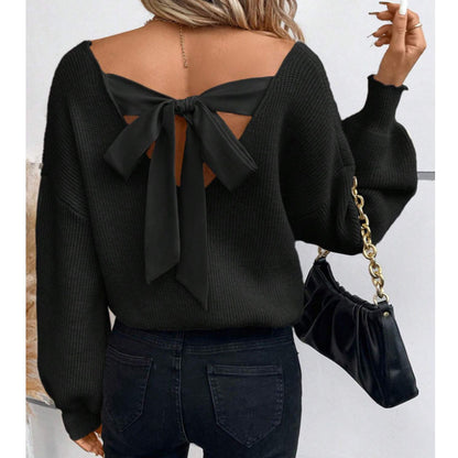 Pull femme avec un design d'encolure à nœud élégant Chic und Stil