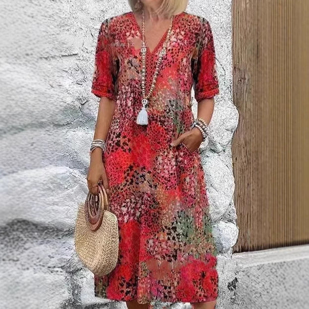 Robe midi décontractée pour femmes avec poches latérales Chic und Stil