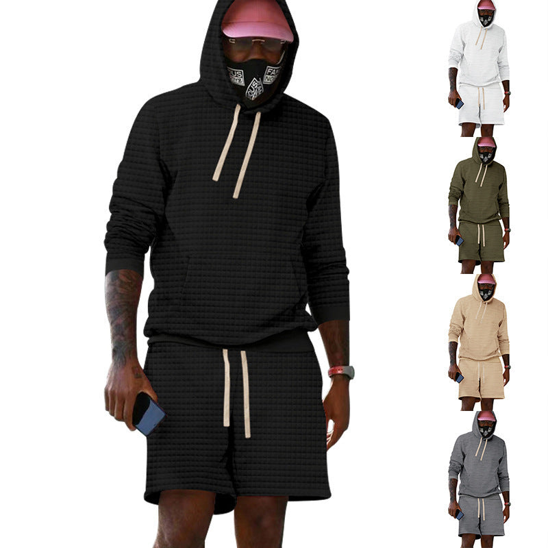 Casual men's set with structured hoodie and shorts Chic and Style
