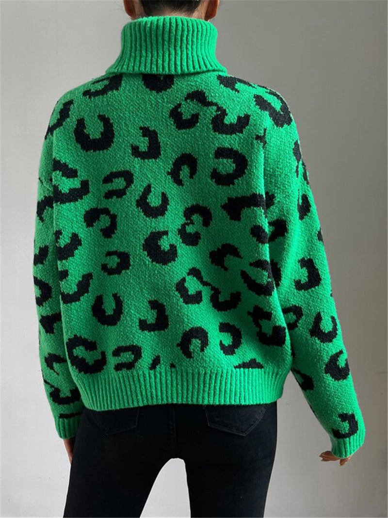 Pull à col montant pour femmes avec motif léopard Chic und Stil