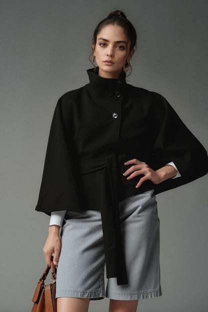 Dames élégante veste de transition avec col haut et ceinture à la taille Chic und Stil