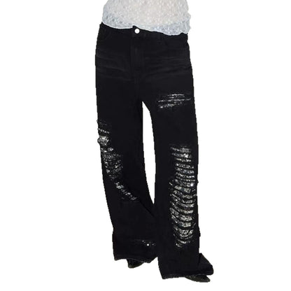 Damen Mode Baggy-Jeans avec ornement extravagant Chic und Stil