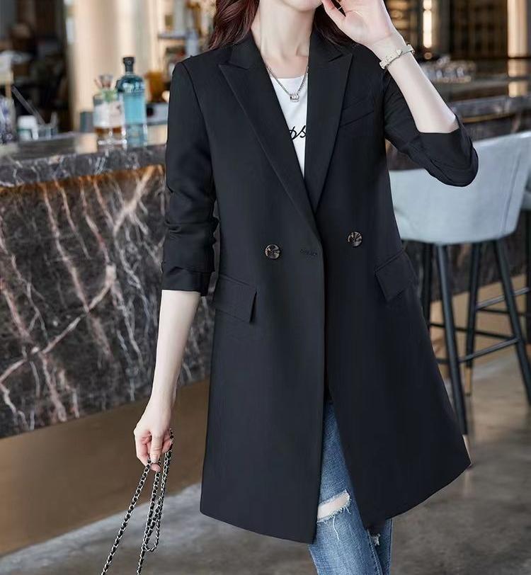 Blazer long pour femmes avec patte de boutonnage double Chic & Stil