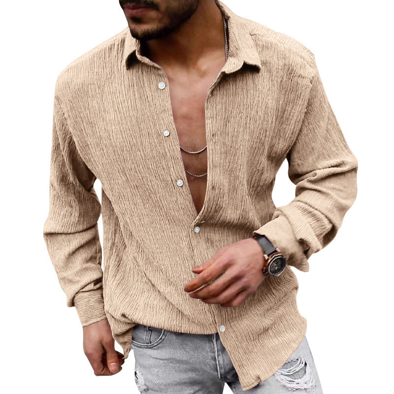 Chemise décontractée à manches longues pour hommes en tissu texturé et au look moderne Chic und Stil