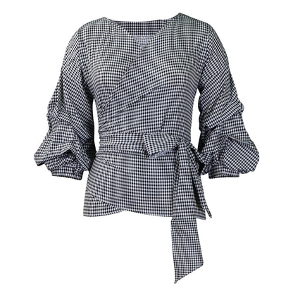 Blouse enroulée pour femmes avec des manches à volants Chic und Stil