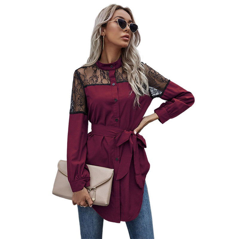 Robe chemise femme avec épaules en dentelle Chic und Stil