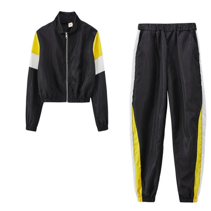 Dames Ensemble de sport tendance avec design colorblock et taille élastique Chic und Stil