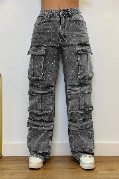 Dames Cargo Jeans avec plusieurs poches et coupe décontractée Chic und Stil
