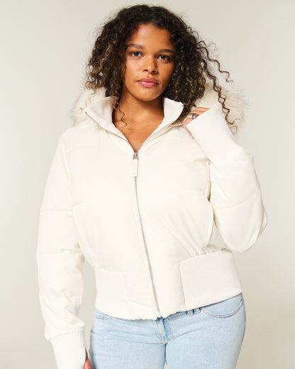 Women’s quilted winter jacket with removable hood and elastic cuffs Chic and Style