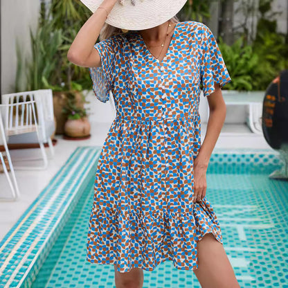 Robe courte à manches courtes à motif géométrique Chic und Stil