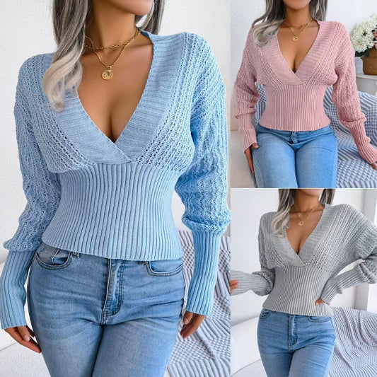 Pull en tricot pour femmes avec décolleté en V et fine structure de mailles Chic und Stil