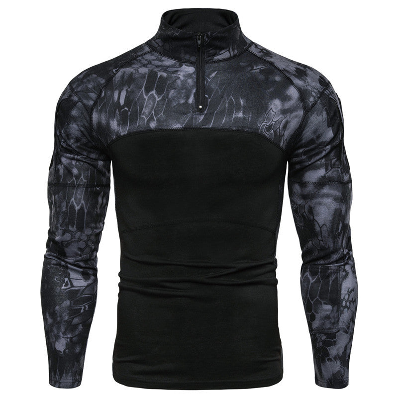 Functional T-shirt for men with high collar and innovative camouflage design Chic and Style
