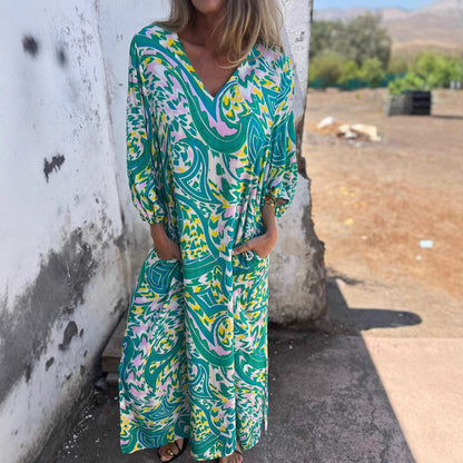 Robe Maxi Imprimée Vibrante Femme Chic und Stil