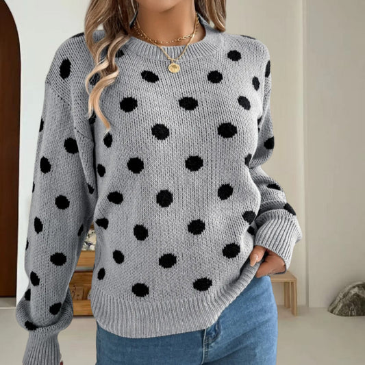 Pull en grosse maille pour femmes avec motif à pois et coupe décontractée Chic und Stil