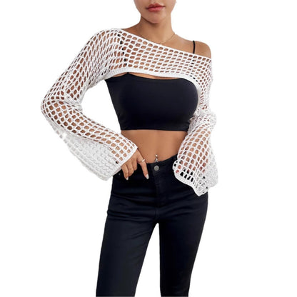 Dames Chic Crochet-Mesh-Crop-Top Chic und Stil