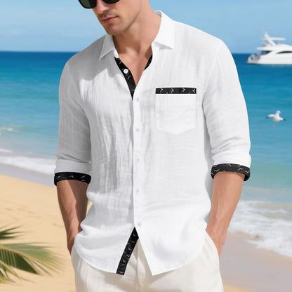 Chemise décontractée à manches longues pour hommes avec col tendance et poche poitrine Chic und Stil