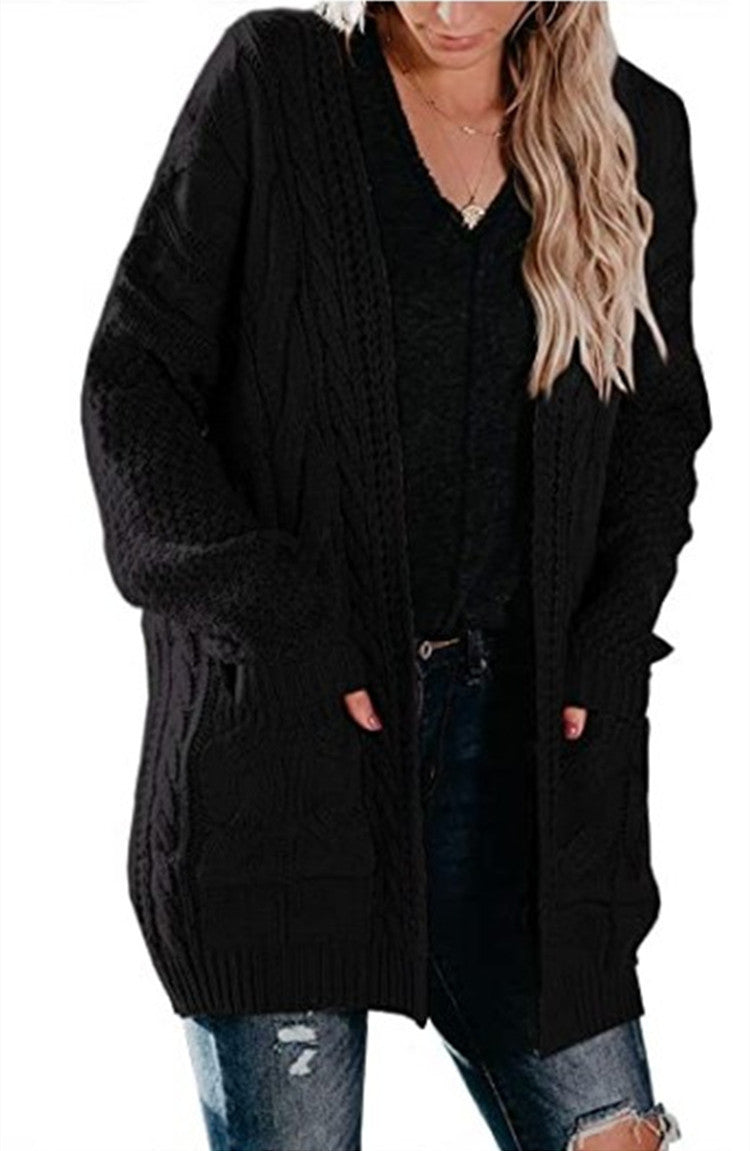 Dames grosse tricot cardigan avec une structure en torsades frappante et des poches pratiques Chic und Stil