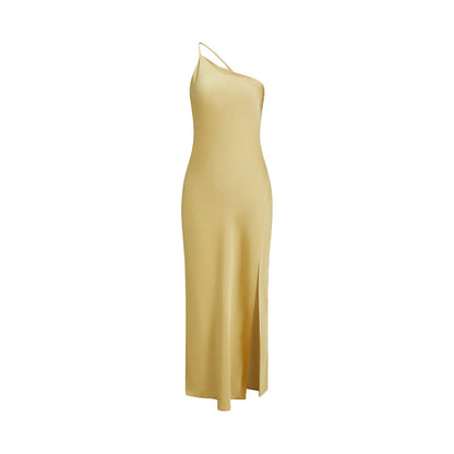 Robe maxi pour dames avec décolleté asymétrique et fente haute Chic und Stil