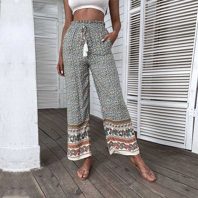 Women Wide Pants Floral Bohemian Chic and Style