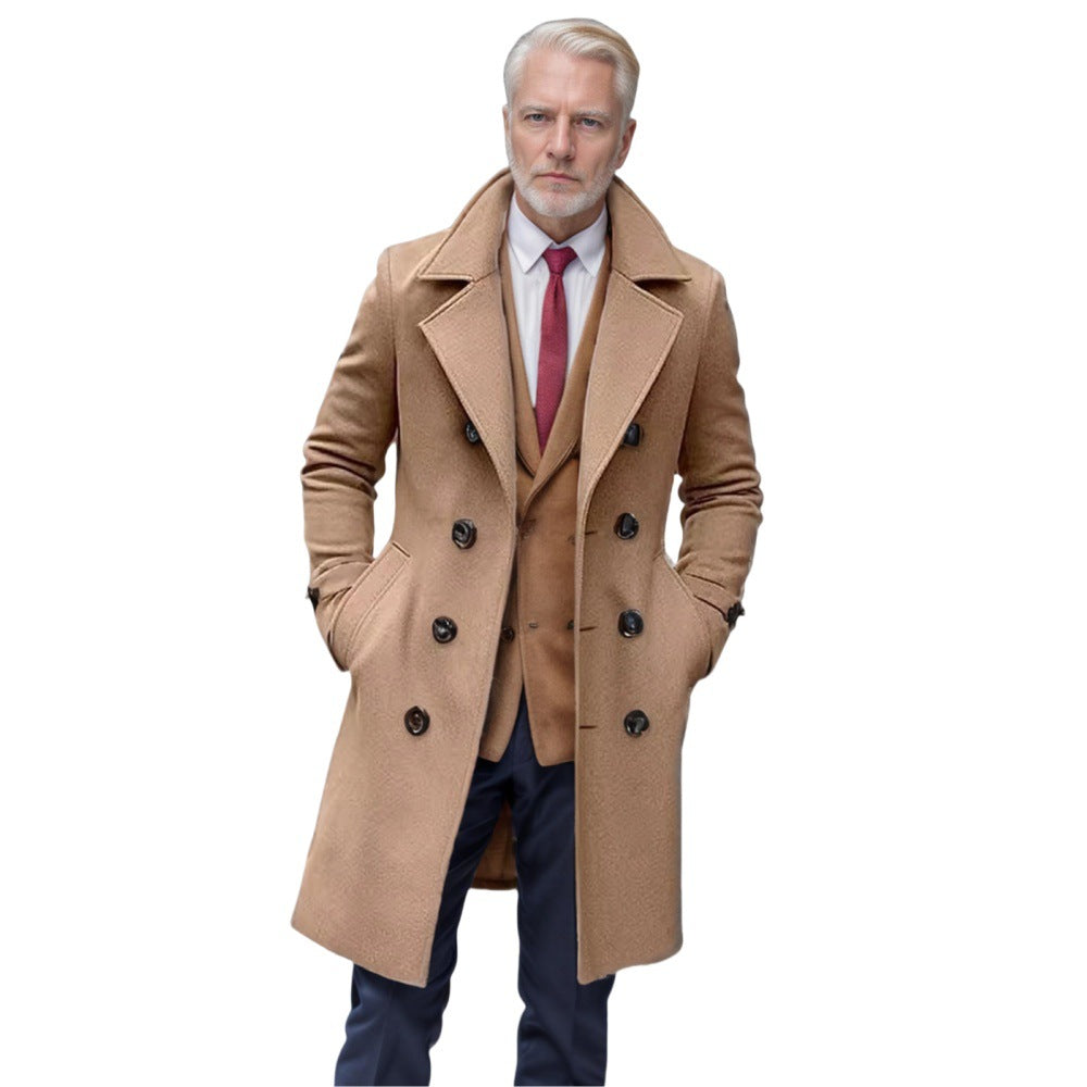 Elegant wool coat for men with double-breasted buttons and large lapels Chic und Stil