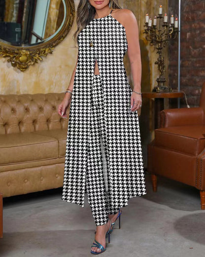 Robe maxi pour femmes avec coupe flatteuse et motif prince de Galles tendance Chic und Stil