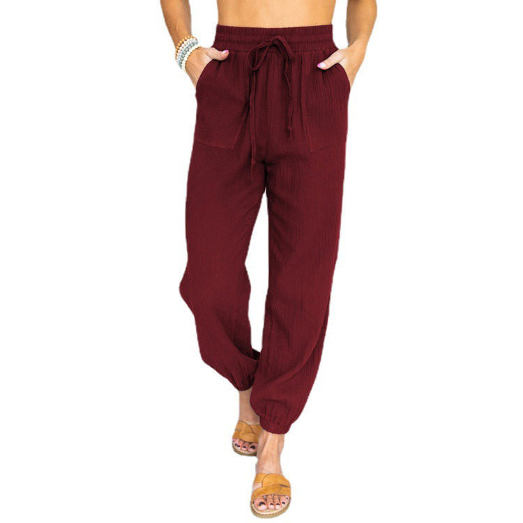 Casual women's pants with elastic waistband and practical pockets Chic and Style