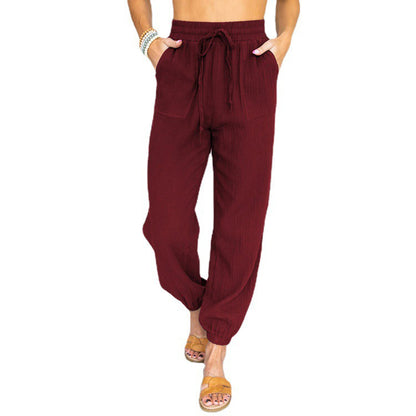 Casual women's pants with elastic waistband and practical pockets Chic and Style