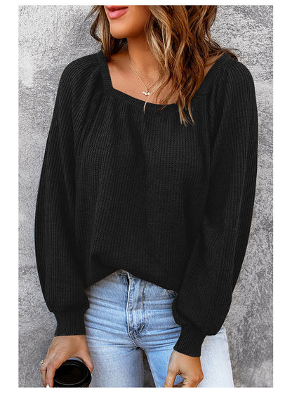 Pull en tricot surdimensionné pour femmes avec un décolleté ouvert et des manches bouffantes Chic und Stil