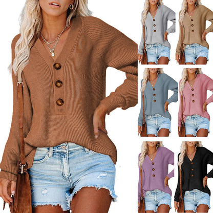 Pull en tricot pour femmes avec décolleté en V et détails de boutons Chic und Stil