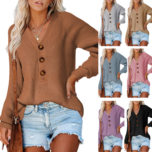 Pull en tricot pour femmes avec décolleté en V et détails de boutons Chic und Stil