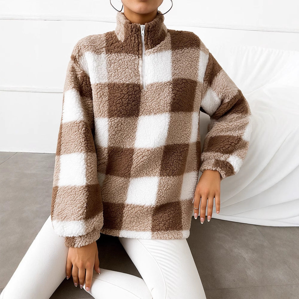 Pull en fleece pour femmes avec col montant et fermeture éclair intégrale Chic und Stil
