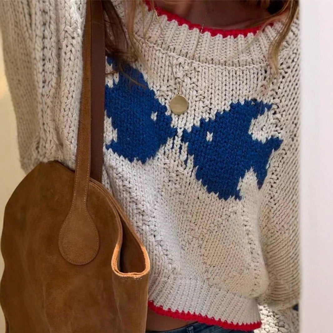 Femme Pull à col montant avec un motif tricoté texturé et des contrastes saisissants Chic und Stil
