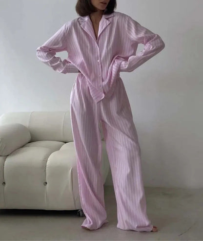 Dames Ensemble de Pyjama Rayé Luxueux Chic und Stil