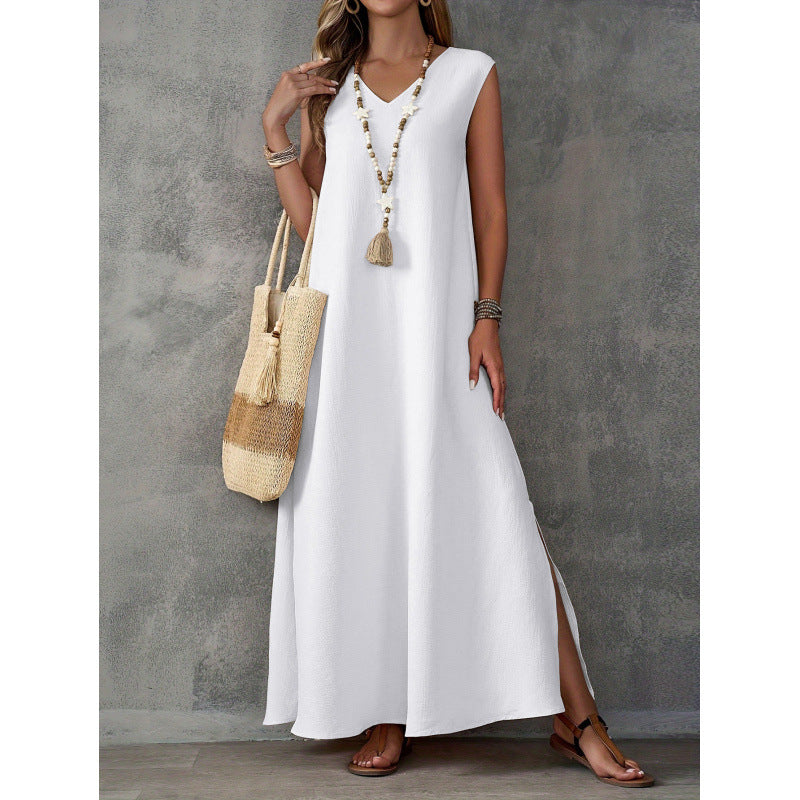 Robe maxi femme avec décolleté en V et fentes latérales Chic und Stil