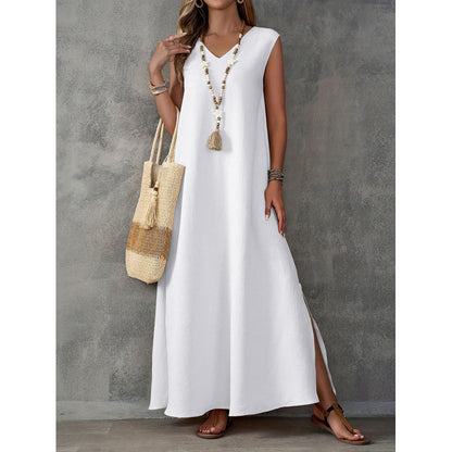 Robe maxi femme avec décolleté en V et fentes latérales Chic und Stil