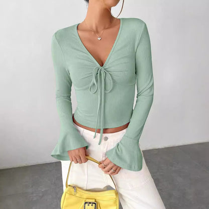 Chemise à manches longues pour femmes avec cravate et manches larges Chic und Stil