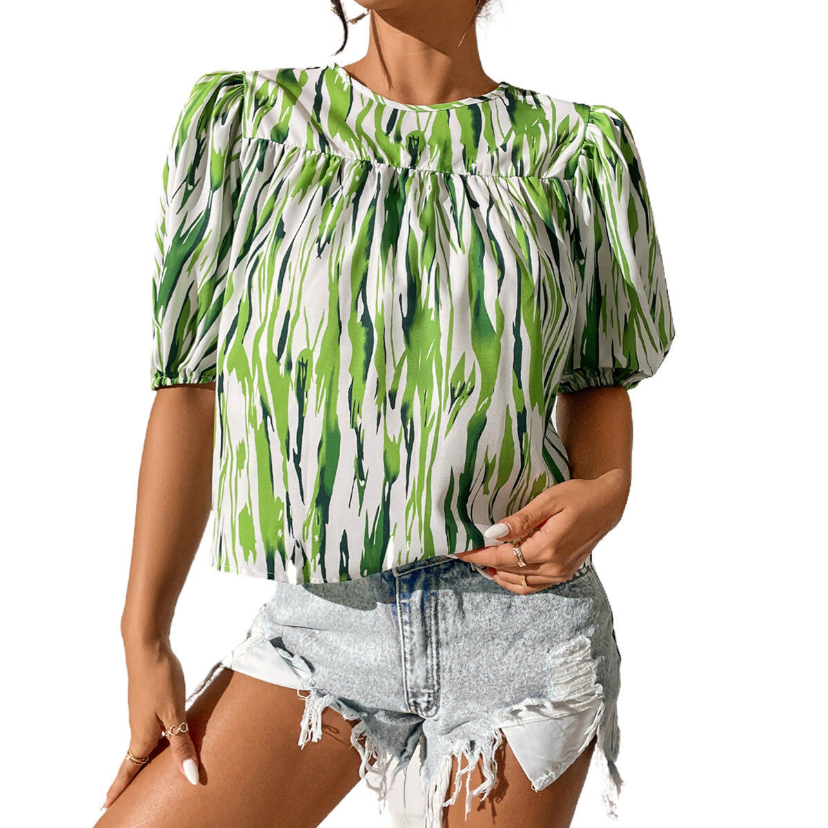Tunique pour femmes avec manches bouffantes et motif rayé moderne Chic und Stil