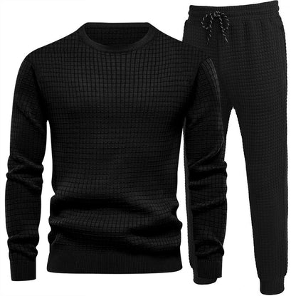 Chic and stylish textured design men's top and jogger pants set