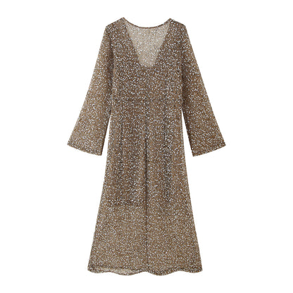 Robe en tricot pour femmes avec décolleté en V et élégant froncement Chic und Stil