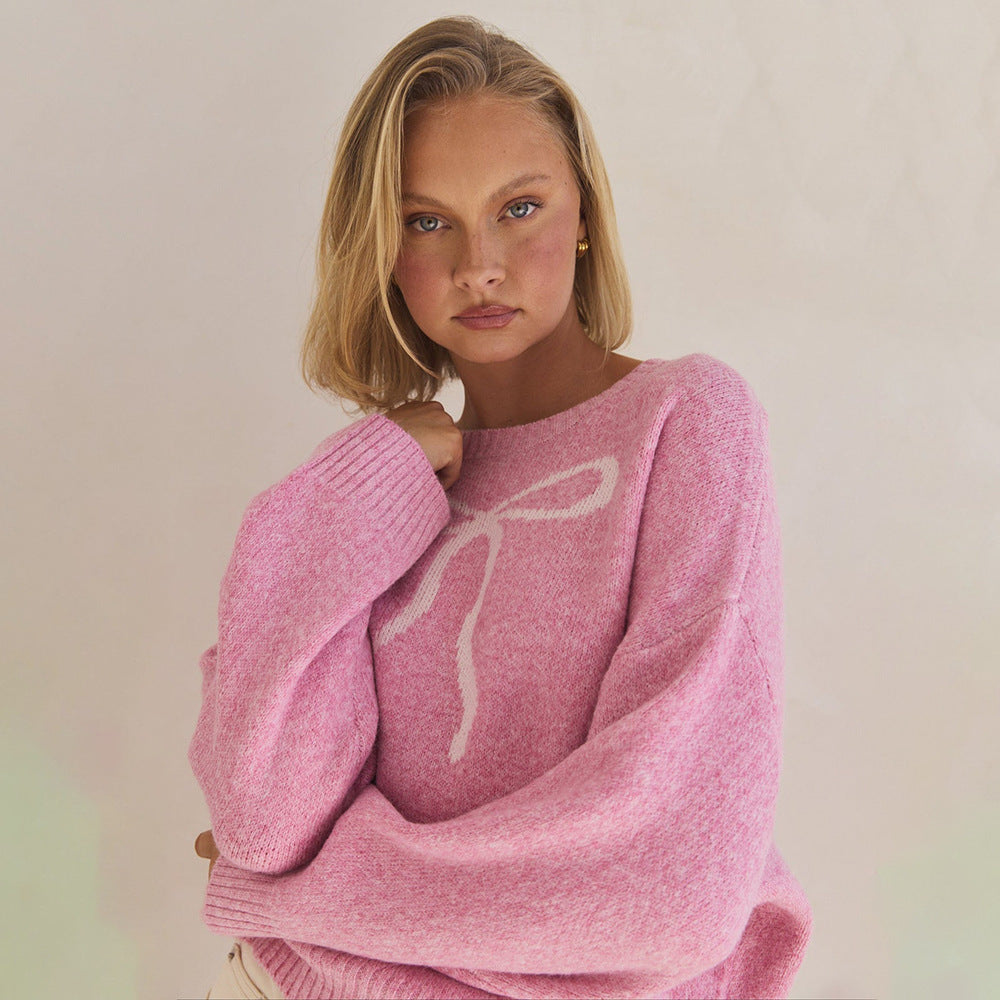 Pull pour femmes en peluche avec motif de nœud décoratif Chic und Stil