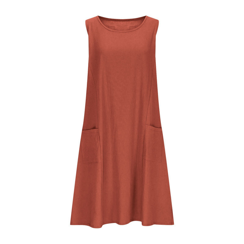 Robe décontractée sans manches pour femmes avec poches doubles Chic und Stil