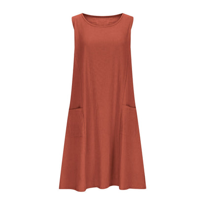 Robe décontractée sans manches pour femmes avec poches doubles Chic und Stil