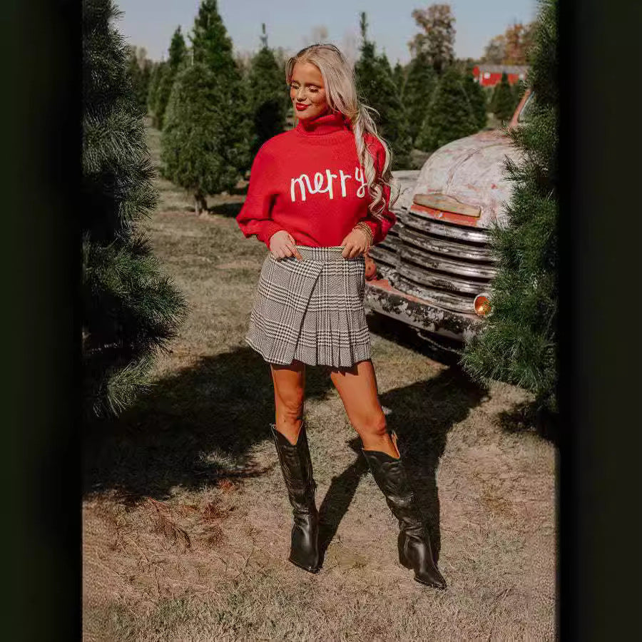 Pull à col roulé pour femmes avec motif de Noël amusant Chic und Stil