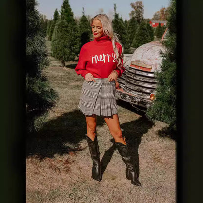 Pull à col roulé pour femmes avec motif de Noël amusant Chic und Stil