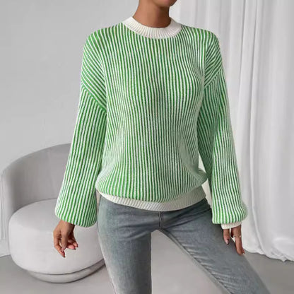Pull en tricot pour femmes avec un design en côtes larges et des manches ballon décontractées Chic und Stil