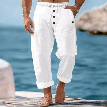 Casual linen pants for men with adjustable waistband and functional pockets Chic and Style