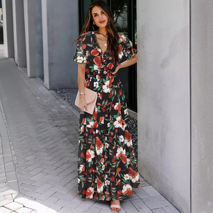 Robe Maxi Boho Femmes avec impression florale Chic und Stil